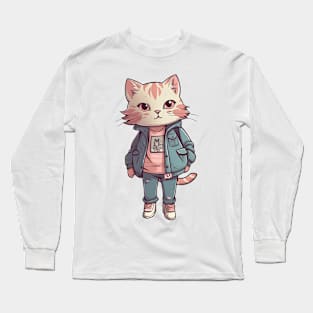 A cute kitty wearing street fashion Long Sleeve T-Shirt